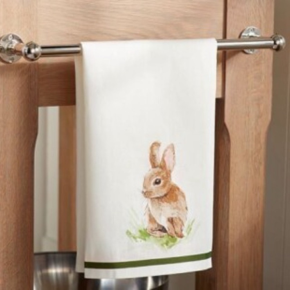 New Pottery Barn Pasture Bunny Linen Kitchen Tea Towel, 20x30”, 2017
